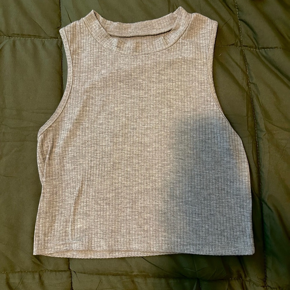 Forever 21 Gray Ribbed Muscle Tee